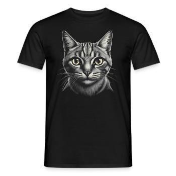 Cat Portrait Artwork | Animal motif cat - Men's T-Shirt - black - Front - AI Model Male 178 light (178cm)