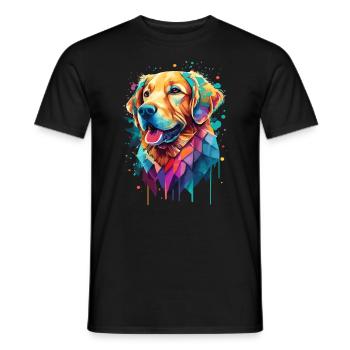 Golden Retriever Bunt Kunstwerk | Tiermotiv Hund - Männer T-Shirt - Schwarz - Vorne - AI Model Male 178 light (178cm)