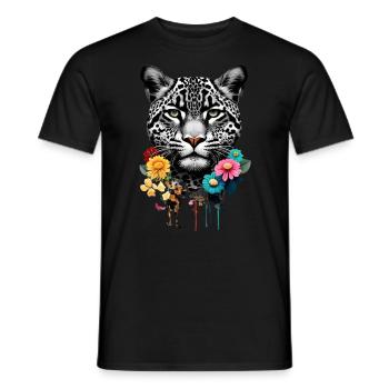 Tiger Colorful Portrait Artwork | Animal motif tiger - Men's T-Shirt - black - Front - AI Model Male 178 light (178cm)