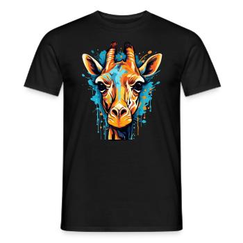 Schöne Giraffe mit Farbkleksen Tiere Naturschutz - Männer T-Shirt - Schwarz - Vorne - AI Model Male 178 light (178cm)
