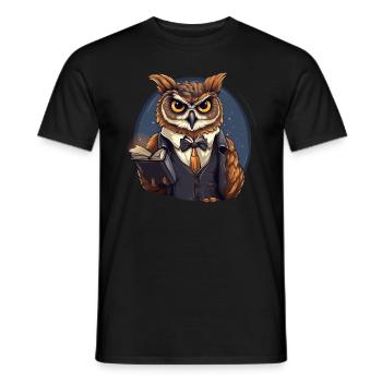 Lehrer Eule mit Buch - Männer T-Shirt - Schwarz - Vorne - AI Model Male 178 light (178cm)