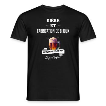 Bière Mon duo parfait et fabrication de bijoux - T-shirt homme - noir - Devant - AI Model Male 178 light (178cm)