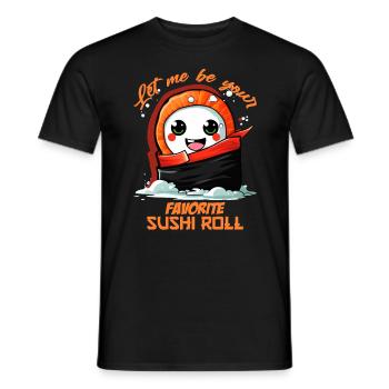 Favorite sushi sushi roll - Men's T-Shirt - black - Front - AI Model Male 178 light (178cm)