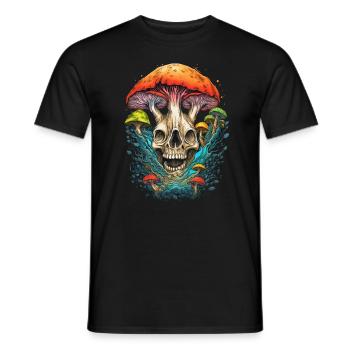 Trippy Goa Pilztotenkopf - Männer T-Shirt - Schwarz - Vorne - AI Model Male 178 light (178cm)