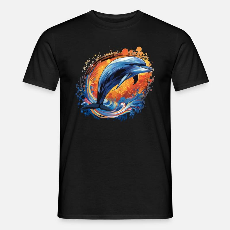 Delphin im Sprung - Männer T-Shirt - Schwarz