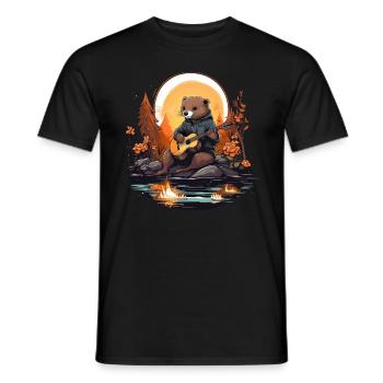 Otter joue de la guitare - T-shirt homme - noir - Devant - AI Model Male 178 light (178cm)