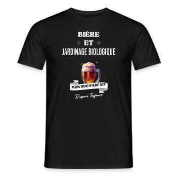 Bière Mon duo parfait et jardinage biologique - T-shirt homme - noir - Devant - AI Model Male 178 light (178cm)