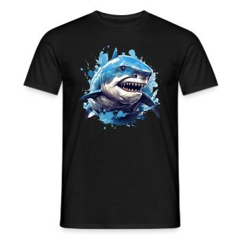 Requin avec équipement de plongée de plongeur aux dents pointues - T-shirt homme - noir - Devant - AI Model Male 178 light (178cm)