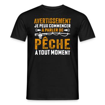 je peux commencer à parler de pêche à tout moment - T-shirt homme - noir - Devant - AI Model Male 178 light (178cm)