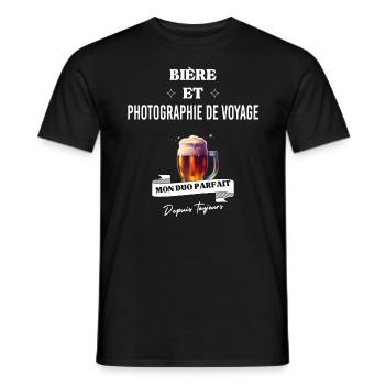 Bière Mon duo parfait photographie culinaire - T-shirt homme - noir - Devant - AI Model Male 178 light (178cm)