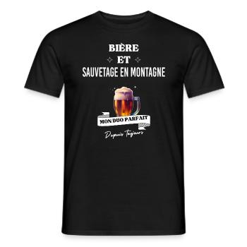 Bière Mon duo parfait depuis sauvetage en montagne - T-shirt homme - noir - Devant - AI Model Male 178 light (178cm)