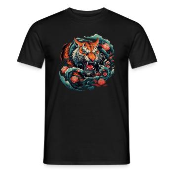 Tattoo Traditioneller asiatischer Tiger - Männer T-Shirt - Schwarz - Vorne - AI Model Male 178 light (178cm)