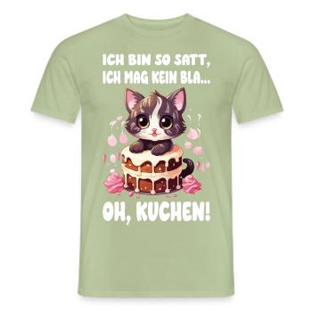 Chat Gâteau Tarte Sucré Dent Cuisson Sucré Drôle - T-shirt homme - vert sauge - Devant - AI Model Male 178 light (178cm)