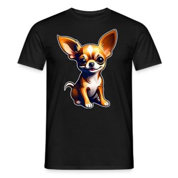 Mignon petit chien chihuahua dans un style comique - T-shirt homme - noir - Devant - AI Model Male 178 light (178cm)