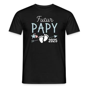 Futur Papy 2025 Cadeau Bientôt Grand-Père - T-shirt homme - noir - Devant - AI Model Male 178 light (178cm)