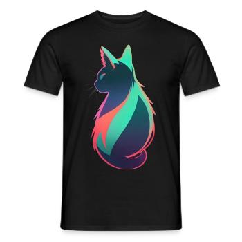 wonderful cat neon colorful colorful - Men's T-Shirt - black - Front - AI Model Male 178 light (178cm)