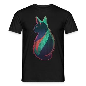 Neon Katze Kunst - Männer T-Shirt - Schwarz - Vorne - AI Model Male 178 light (178cm)