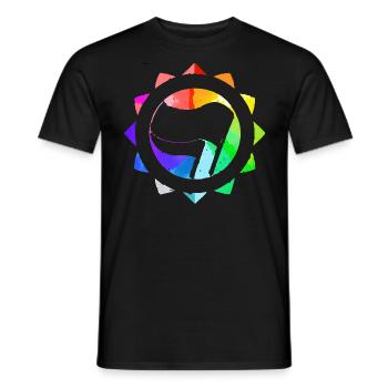 RAINBOW COLORFUL ANTI-FASCIST - Men's T-Shirt - black - Front - AI Model Male 178 light (178cm)