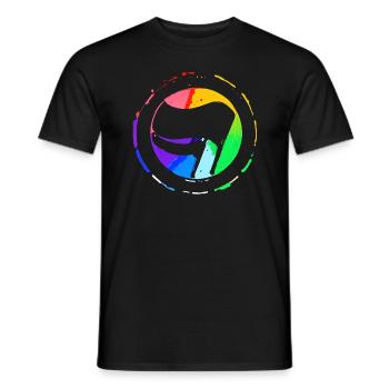 Drapeau antifa arc-en-ciel - T-shirt homme - noir - Devant - AI Model Male 178 light (178cm)