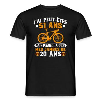 Anniversaire 51 ans pour un cycliste cadeau vélo - T-shirt homme - noir - Devant - AI Model Male 178 light (178cm)