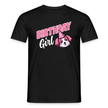 Chiens Anniversaire Joyeux Anniversaire Fille Chien Rose - T-shirt homme - noir - Devant - AI Model Male 178 light (178cm)