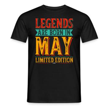 The legends are born in the month of May's birthday - Men's T-Shirt - black - Front - AI Model Male 178 light (178cm)