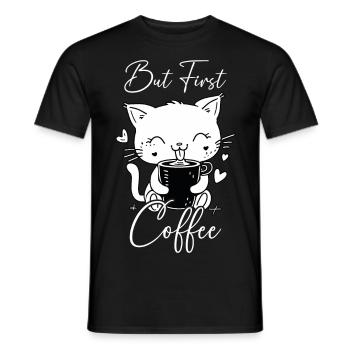 Café De Chat Mais Premier Café Matin Grouch Drôle - T-shirt homme - noir - Devant - AI Model Male 178 light (178cm)