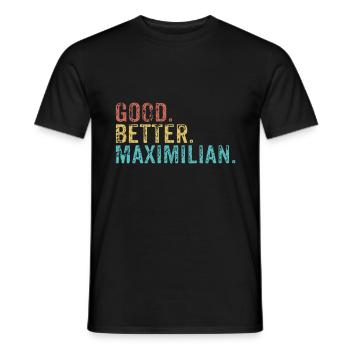Goed beter Maximiliaan - Heren T-shirt - zwart - Voor - AI Model Male 178 light (178cm)