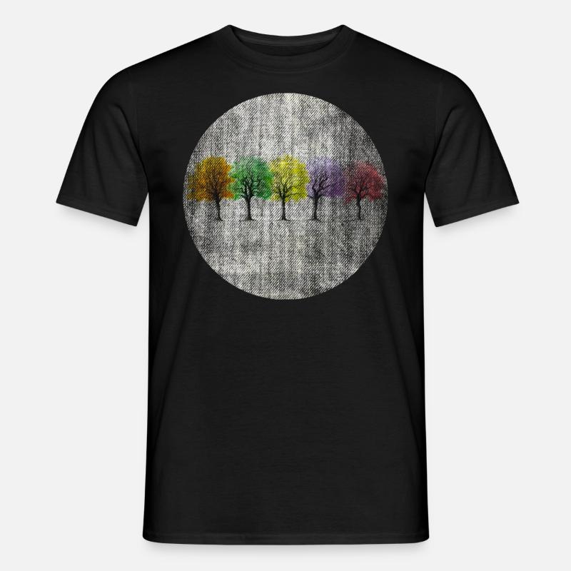 Bunte Bäume retro bunt - Männer T-Shirt - Schwarz