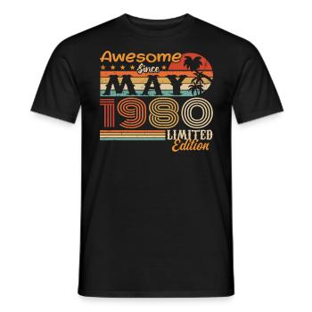 Mai 1980 - Millésime 1980 Jubilé - Mai 1980 - T-shirt homme - noir - Devant - AI Model Male 178 light (178cm)