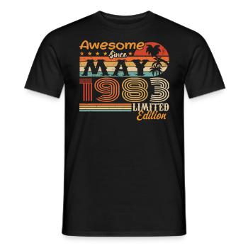 May 1983 - Year 1983 Jubilee - May 1983 - Men's T-Shirt - black - Front - AI Model Male 178 light (178cm)