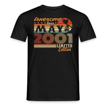 May 2001 - Year 2001 Anniversary - May 2001 - Men's T-Shirt - black - Front - AI Model Male 178 light (178cm)