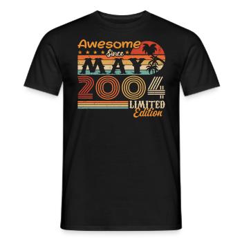 May 2004 - Year 2004 Anniversary - May 2004 - Men's T-Shirt - black - Front - AI Model Male 178 light (178cm)