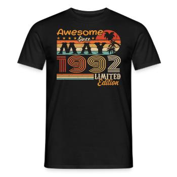 Mai 1992 - Année 1992 Jubilé - Mai 1992 - T-shirt homme - noir - Devant - AI Model Male 178 light (178cm)