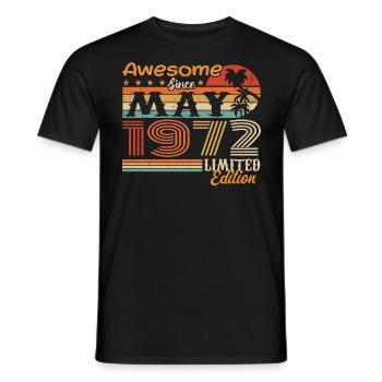 May 1972 - Year 1972 Jubilee - May 1972 - Men's T-Shirt - black - Front - AI Model Male 178 light (178cm)