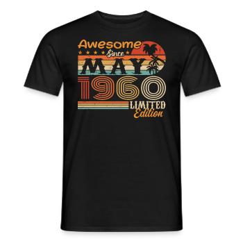 Mai 1960 - Jahrgang 1960 Jubiläum - Mai 1960 - Männer T-Shirt - Schwarz - Vorne - AI Model Male 178 light (178cm)