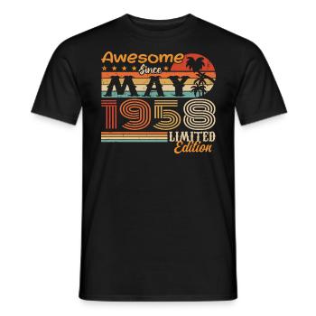 Mai 1958 - Millésime 1958 Jubilé - Mai 1958 - T-shirt homme - noir - Devant - AI Model Male 178 light (178cm)