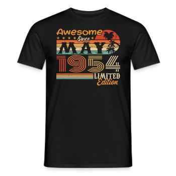 Mai 1954 - Millésime 1954 Jubilé - Mai 1954 - T-shirt homme - noir - Devant - AI Model Male 178 light (178cm)