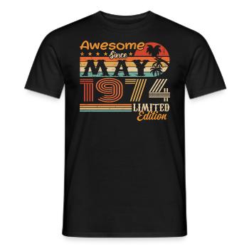 May 1974 - Year 1974 Jubilee - May 1974 - Men's T-Shirt - black - Front - AI Model Male 178 light (178cm)