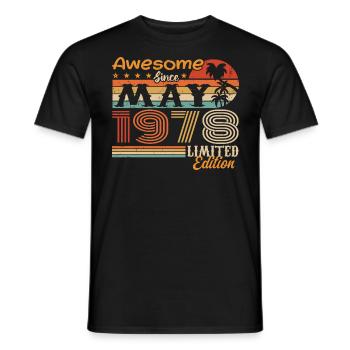 Mai 1978 - Millésime 1978 Jubilé - Mai 1978 - T-shirt homme - noir - Devant - AI Model Male 178 light (178cm)