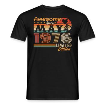 May 1976 - Vintage 1976 Jubilee - May 1976 - Men's T-Shirt - black - Front - AI Model Male 178 light (178cm)