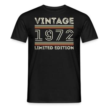 Millésime 1972 - Année 1972 Cadeau d’anniversaire 1972 - T-shirt homme - noir - Devant - AI Model Male 178 light (178cm)