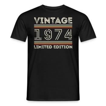 Vintage 1974 - Year 1974 Birthday Gift 1974 - Men's T-Shirt - black - Front - AI Model Male 178 light (178cm)