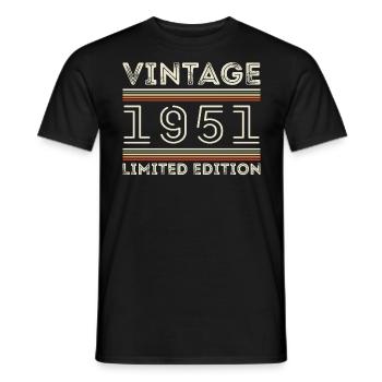 Vintage 1951 - Year 1951 Birthday Gift 1951 - Men's T-Shirt - black - Front - AI Model Male 178 light (178cm)