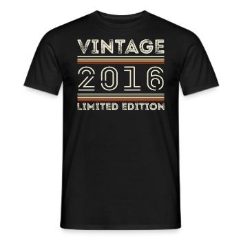 Vintage 2016 - Year 2016 Birthday Gift 2016 - Men's T-Shirt - black - Front - AI Model Male 178 light (178cm)