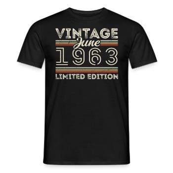 June 1963 June Birthday Present June 1963 - Men's T-Shirt - black - Front - AI Model Male 178 light (178cm)
