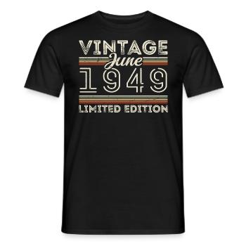 Juin 1949 Cadeau d’anniversaire de juin juin 1949 - T-shirt homme - noir - Devant - AI Model Male 178 light (178cm)