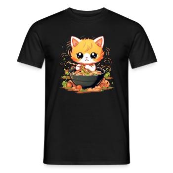 Süße Ramen Katze - Lustiges Ramen Kitty Design - Männer T-Shirt - Schwarz - Vorne - AI Model Male 178 light (178cm)