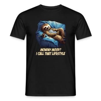 Gemütlicher Faultier Moment - Lustiges Faultier De - Männer T-Shirt - Schwarz - Vorne - AI Model Male 178 light (178cm)
