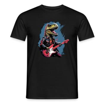 Punk Rock Dinosaurier: T-Rex im Rocker-Look - Männer T-Shirt - Schwarz - Vorne - AI Model Male 178 light (178cm)